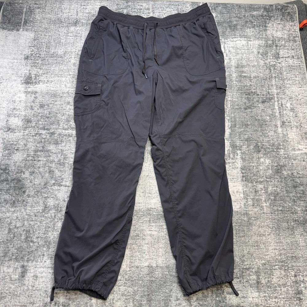 LL Bean Vista Camp Cargo Pants Women 2X Gray Nylon Stretch Jogger Travel Outdoor